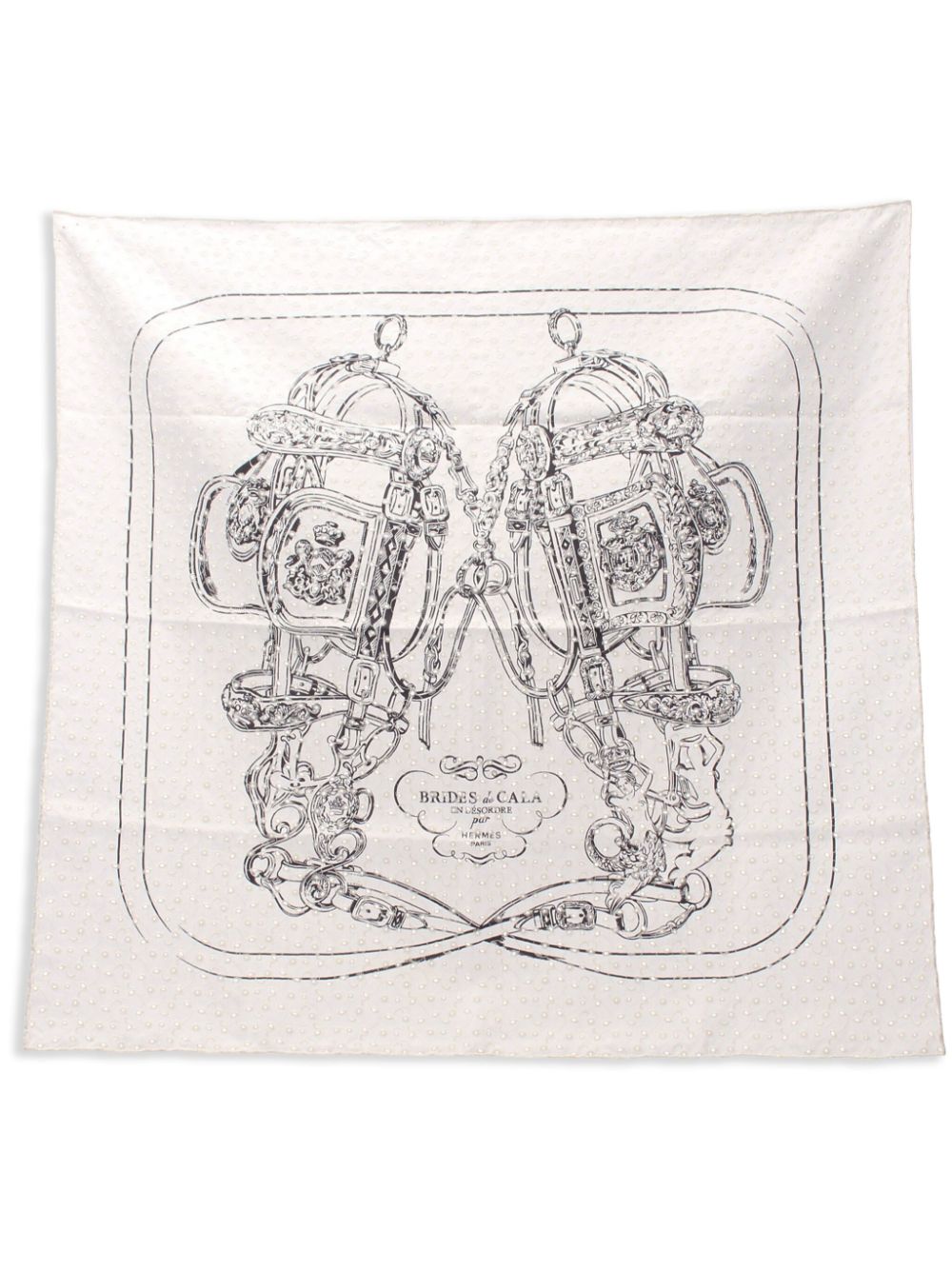 Pre-owned Hermes 2000  Brides De Gala Silk Scarf In White