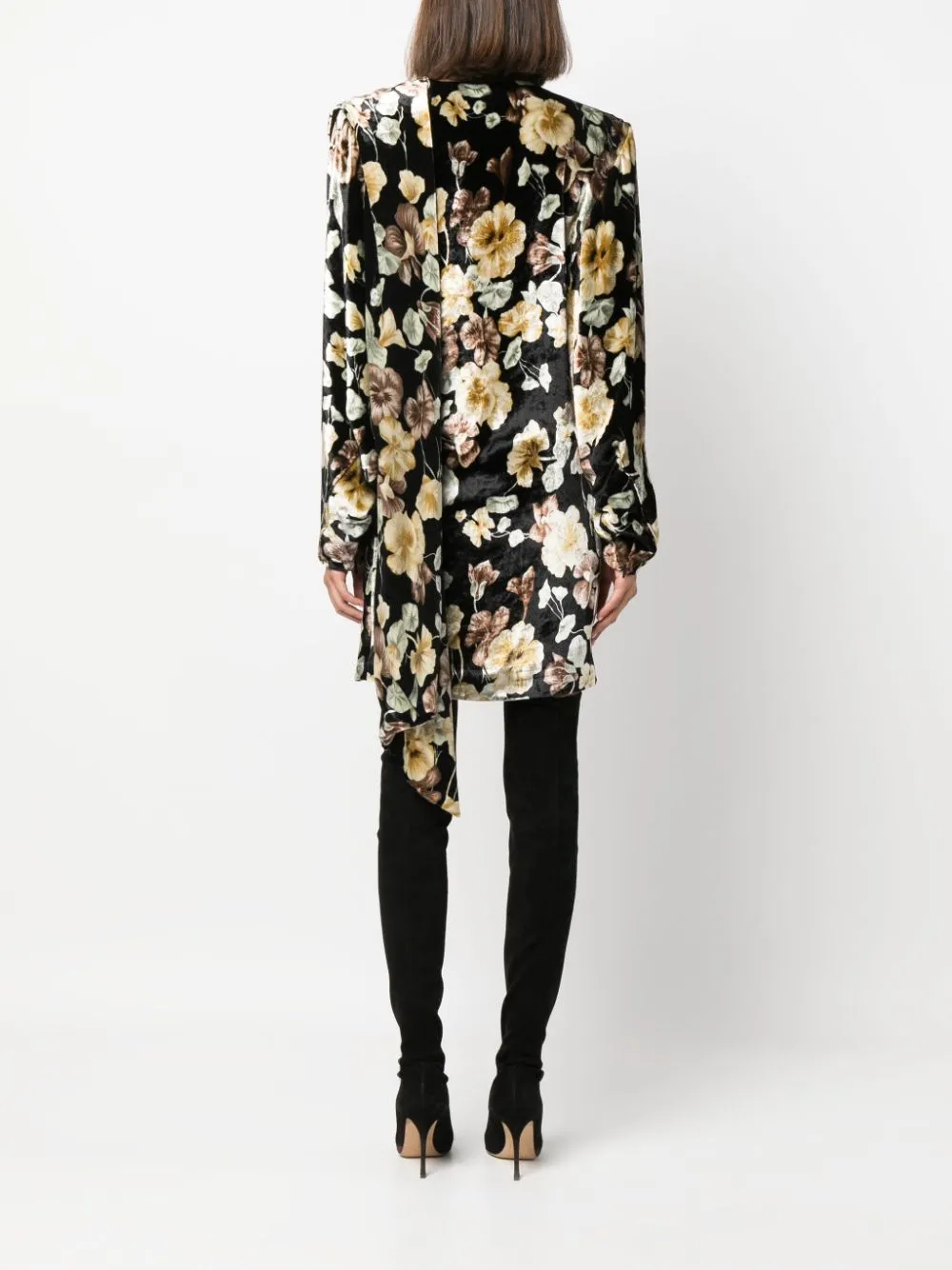 Saint Laurent Fluwelen wikkeljurk Zwart