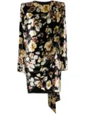 Saint Laurent floral-print velvet wrap dress - Black