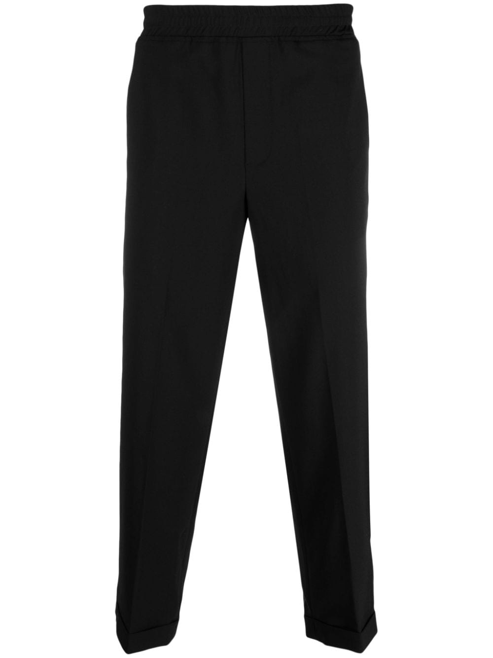 Neil Barrett elasticated-waist cotton tapered trousers Zwart