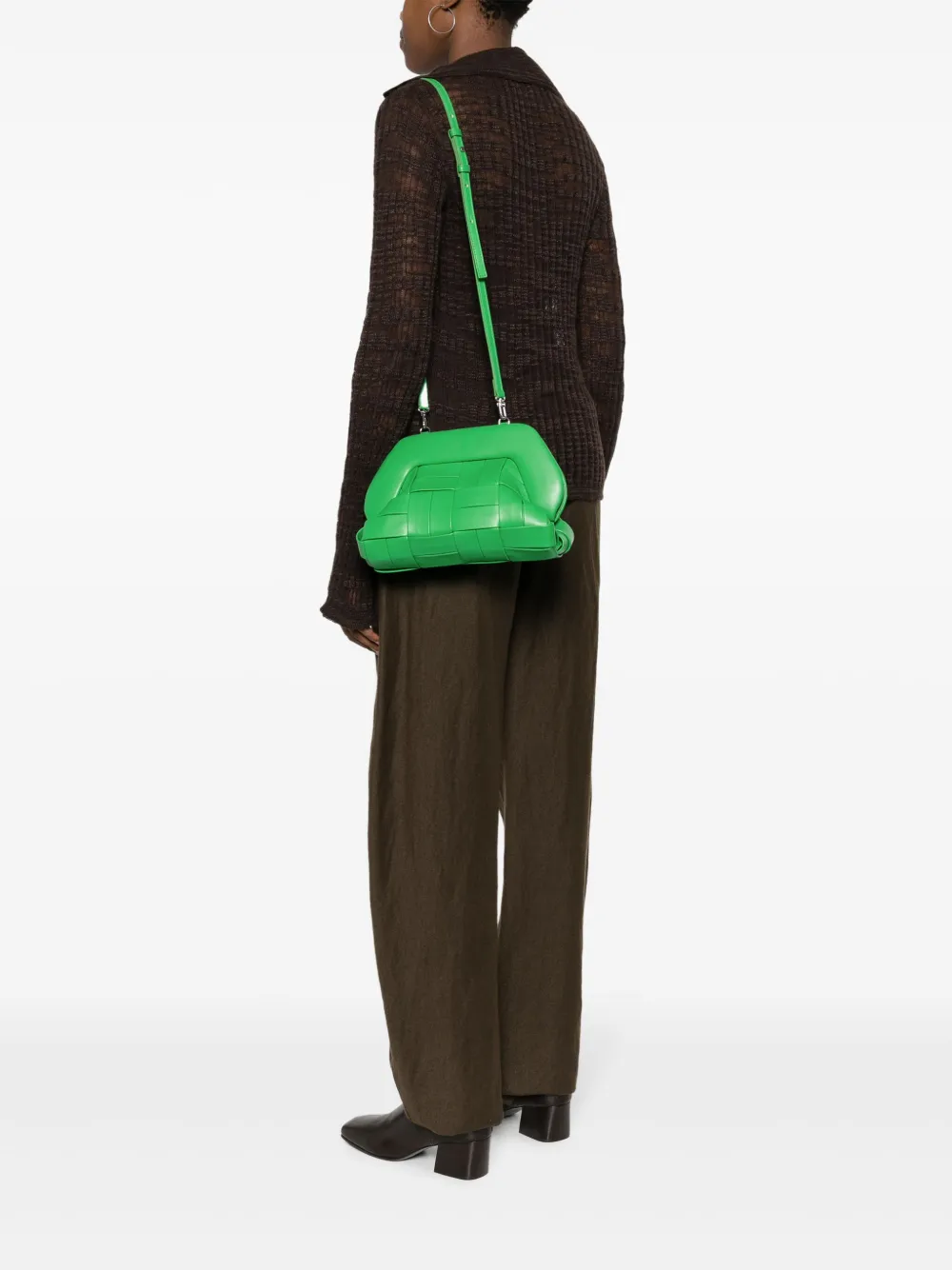 Themoirè Tia interwoven crossbody bag - Groen
