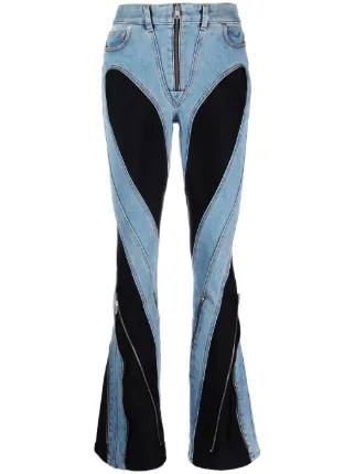 Mugler Calça Jeans Spiral Com Fenda Na Barra | Azul | FARFETCH BR