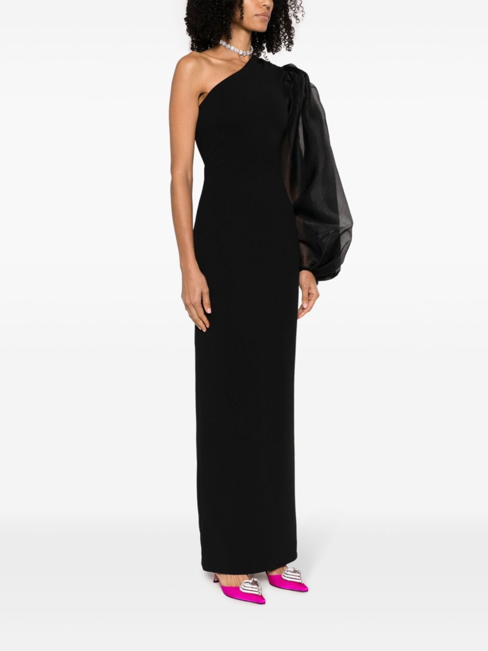 Shop Solace London Hudson One-shoulder Gown In Black