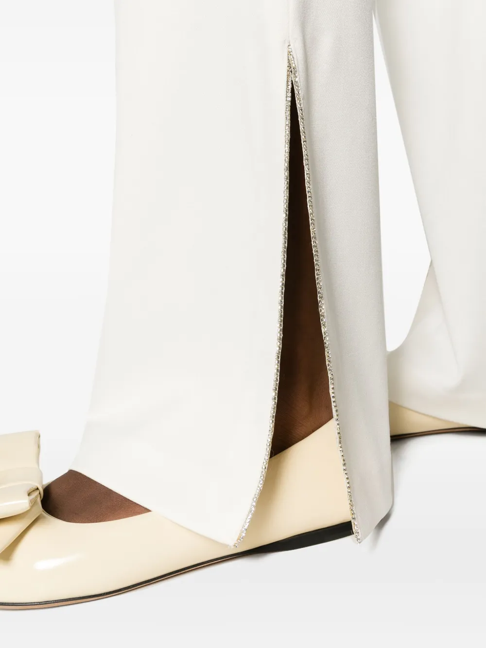 Shop Alice And Olivia Lara Satin-twill Trousers In White