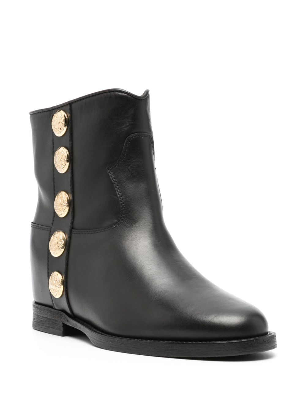 Via Roma 15 studded leather boots - Zwart