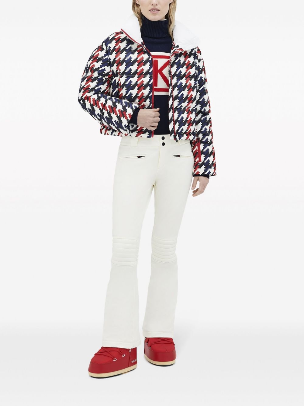 Shop Perfect Moment Nevada Houndstooth-print Puffer Jacket In White