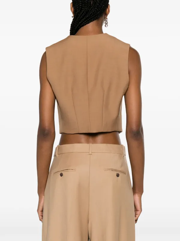 Stella McCartney Sleeveless Virgin Wool Waistcoat | Brown
