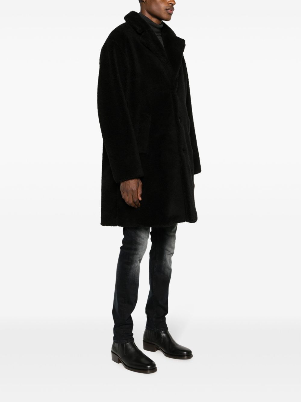 Shop Herno Felted Single-breasted Coat In Black