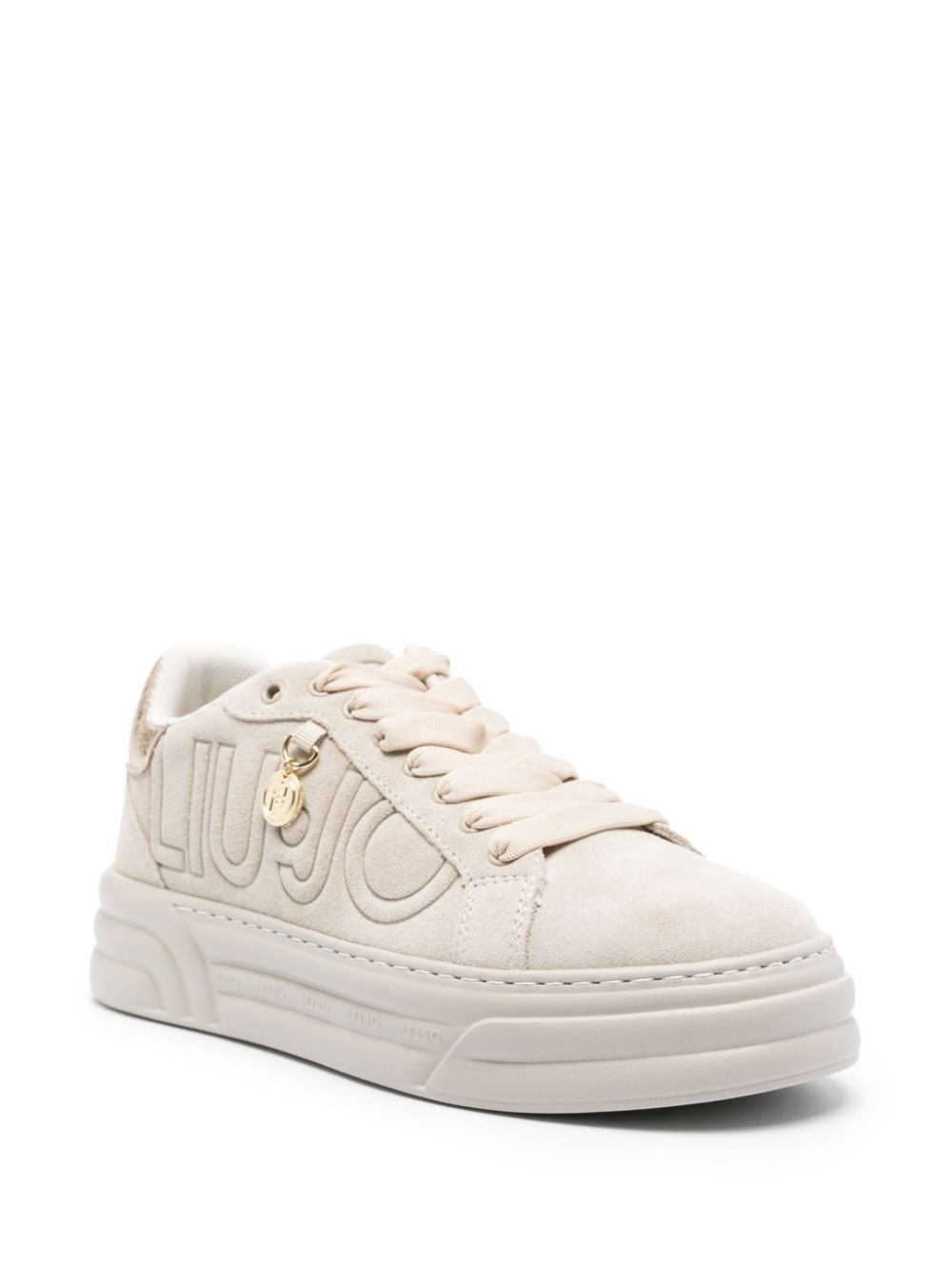 LIU JO logo-debossed suede sneakers - Beige