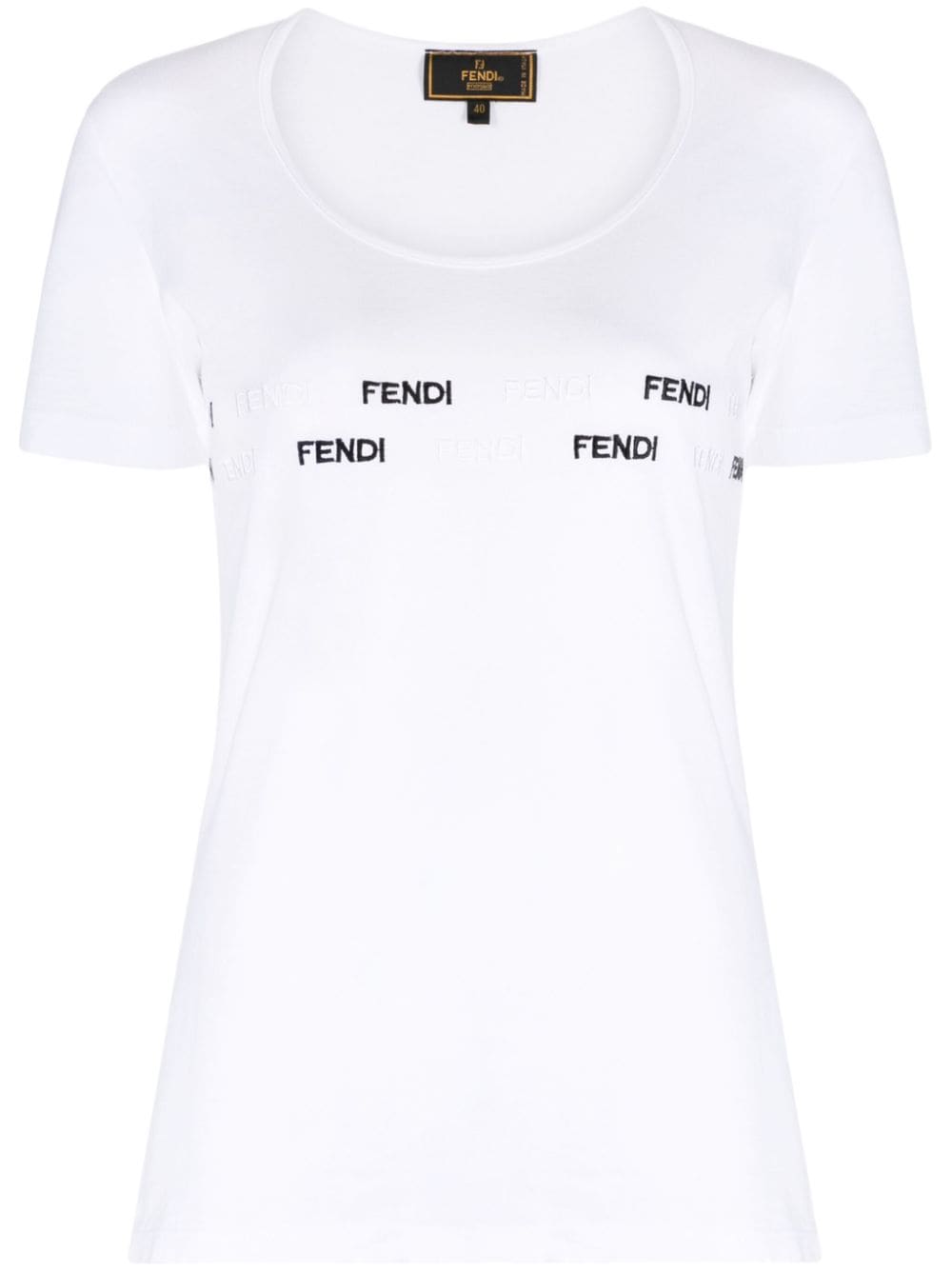 Pre-owned Fendi 1990-2000s Logo-embroidered Cotton T-shirt In White