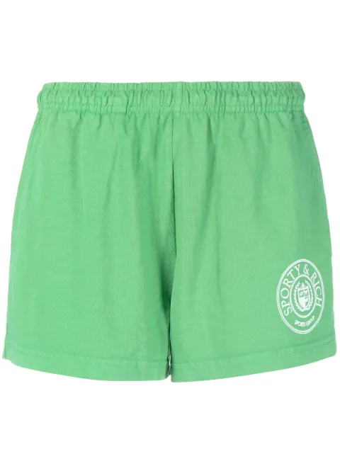 Sporty & Rich logo-embroidered cotton track shorts