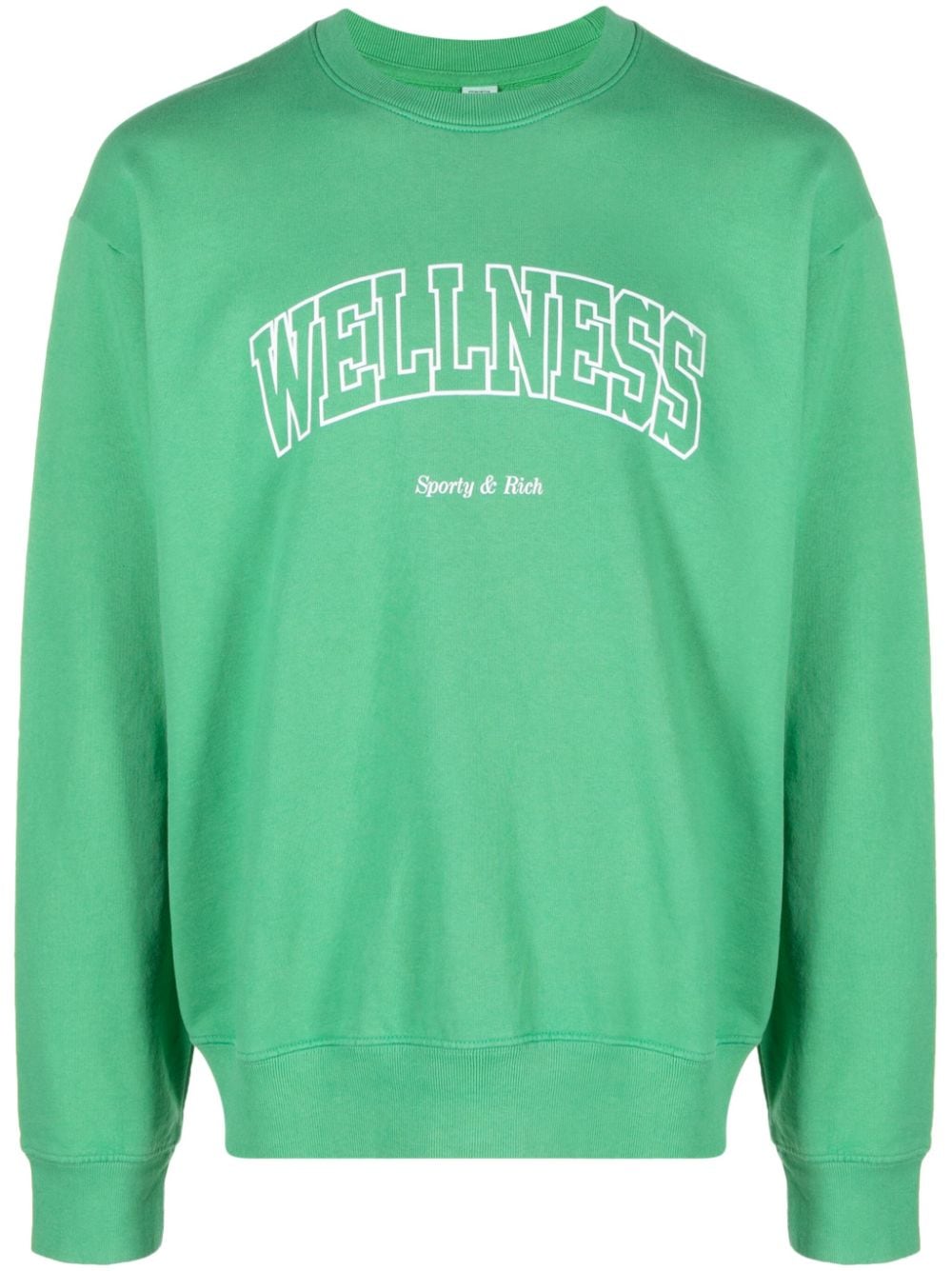 Shop Sporty And Rich Slogan-print Cotton Sweatshirt In Green
