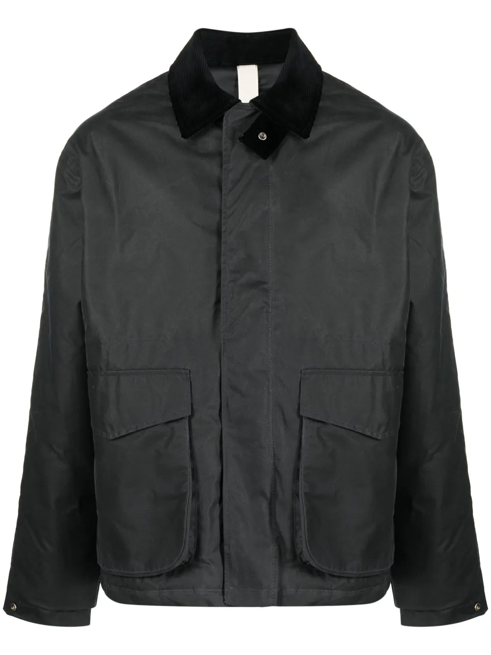 Sunflower Contrast-collar Waxed Cotton Jacket In Grey