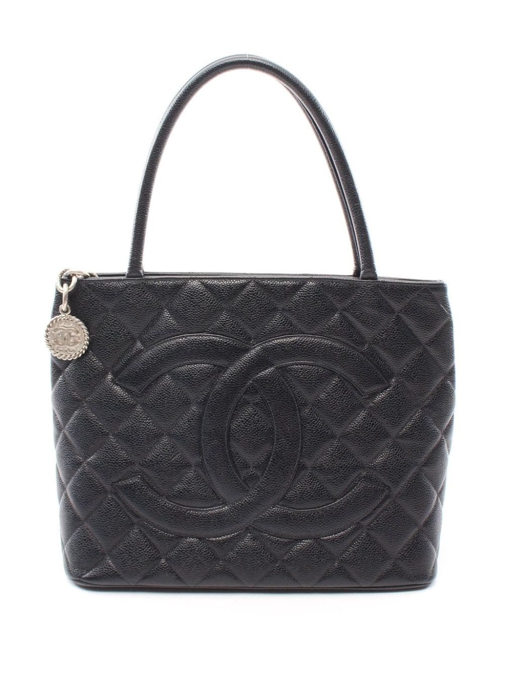 Pre-owned Chanel 2002-2003 Medallion Tote Bag In Black