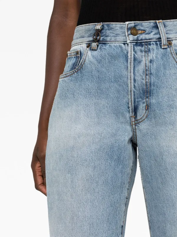 サンローラン Saint Laurent Mid Rise Straight Jeans Saint Laurent mid-rise straight-leg Jeans | Blue | FARFETCH