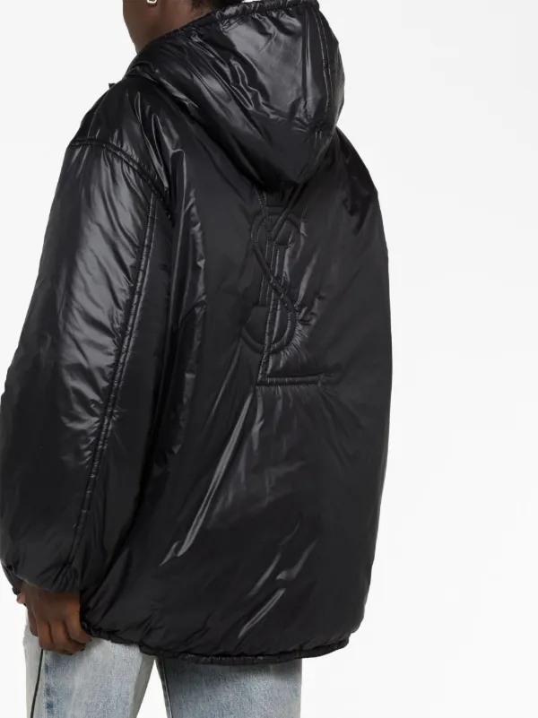 Saint Laurent Cassandre Padded Hooded Jacket | Black | FARFETCH