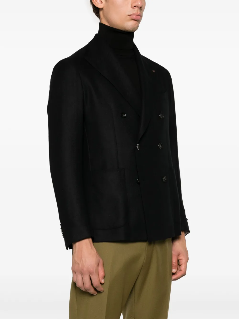 Tagliatore double-breasted wool blend blazer Zwart