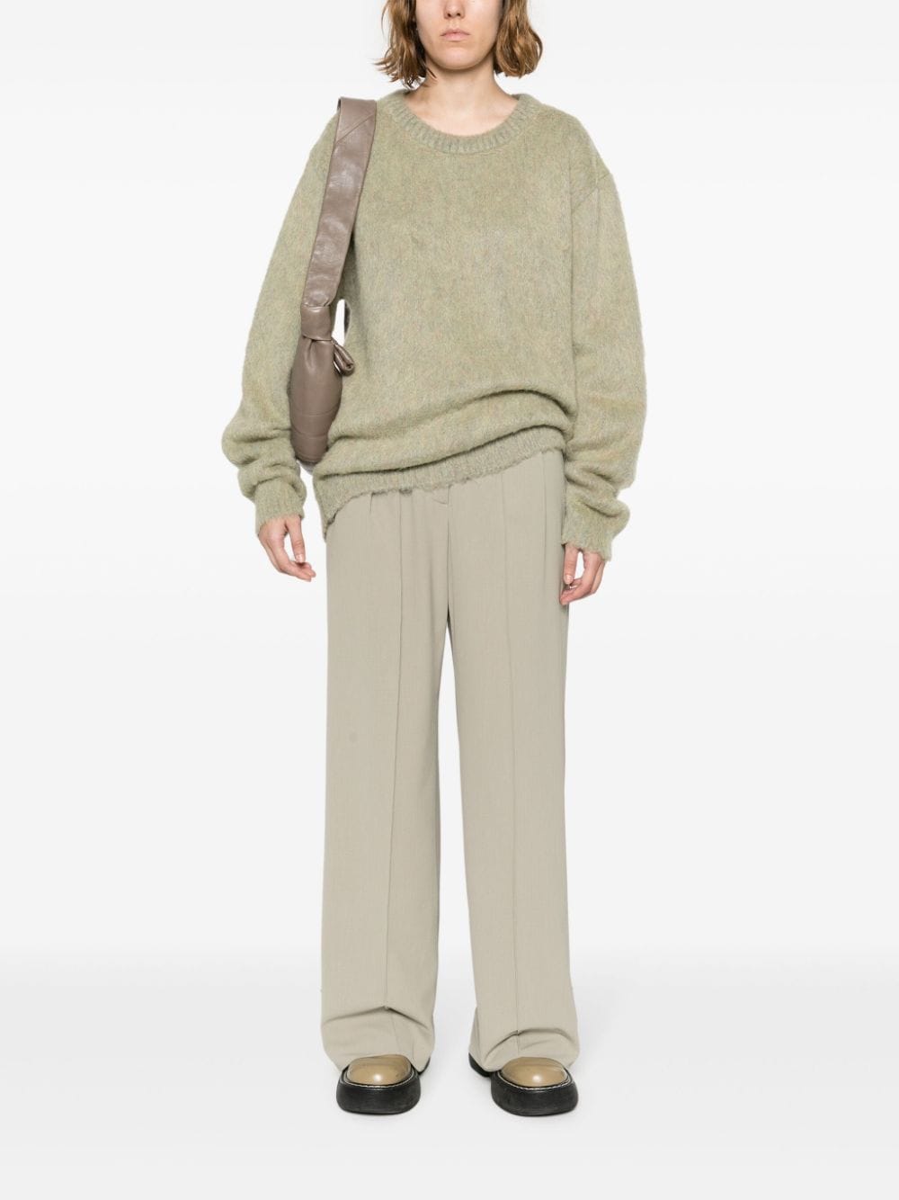 Shop Lemaire Crew-neck Brushed-effect Jumper In Neutrals