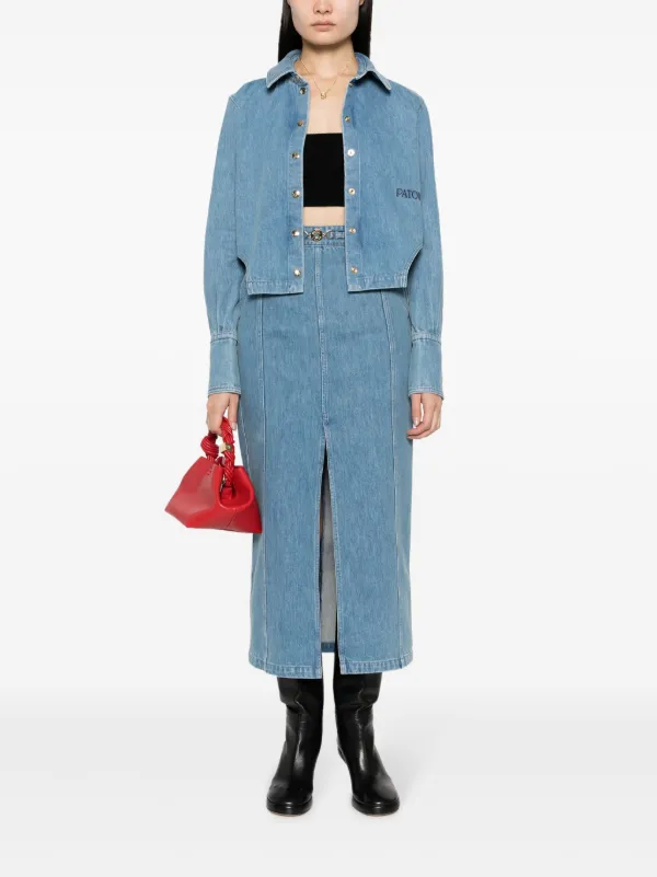PATOU★スリット入りデニムスカート Patou スリット デニムスカート | ブルー | FARFETCH JP