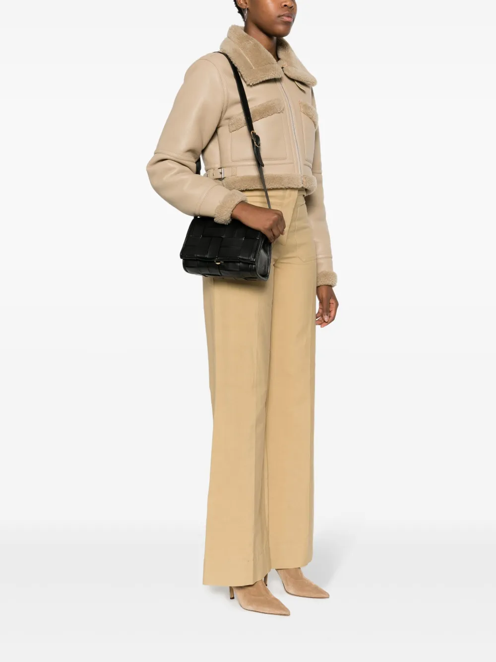 Themoirè Feronia interwoven crossbody bag - Zwart