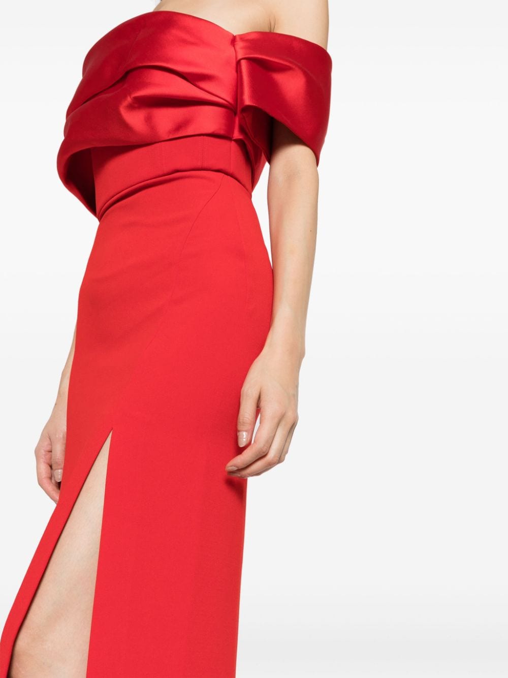Shop Solace London Alexis Off-shoulder Gown In Red
