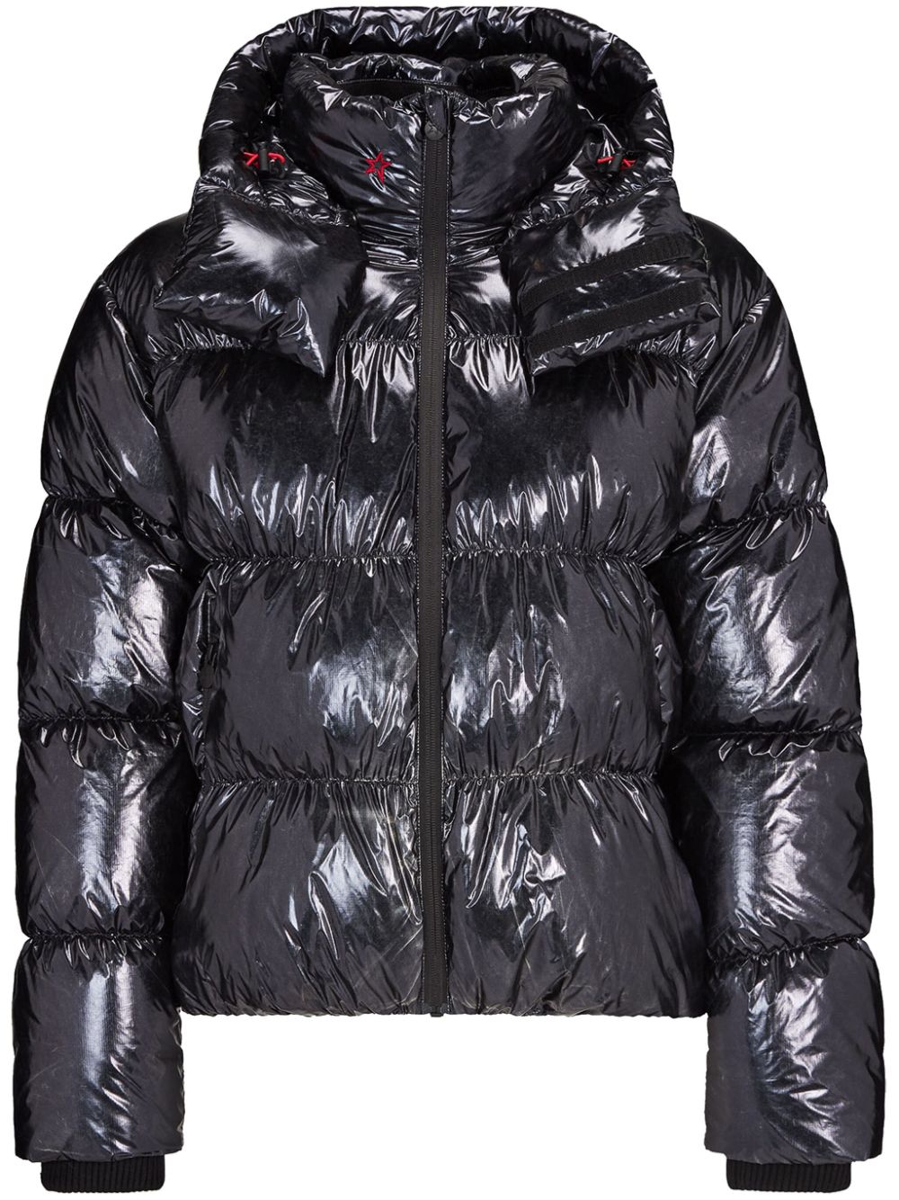 Shop Perfect Moment January Metallic-effect Puffer Jacket In Black