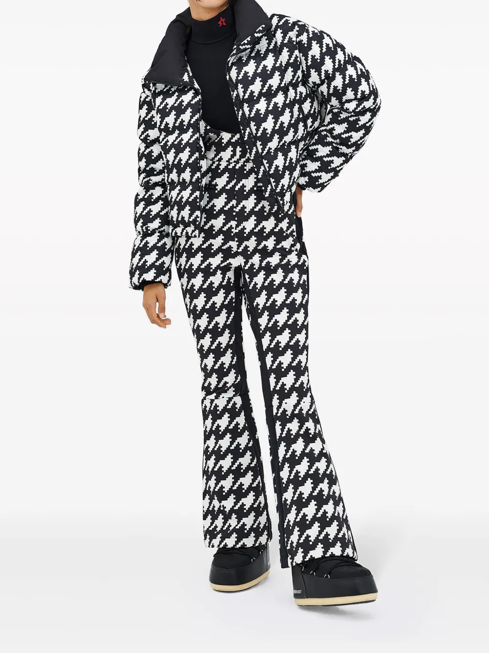 Shop Perfect Moment Nevada Duvet Houndstooth Ski Jacket In Black