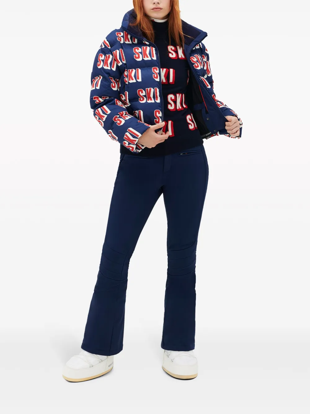 Perfect Moment Donsjack met print - Blauw