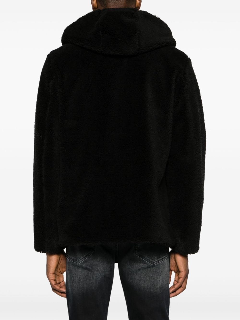 Shop Herno Felted Hooded Jacket In Black
