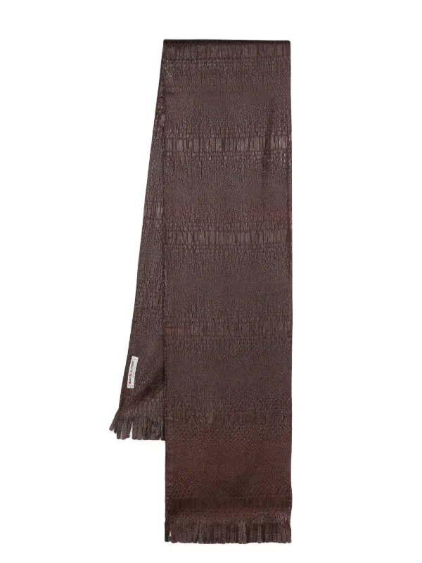 Saint Laurent Pre-owned 1990s Textured Silk-blend Scarf in Brown