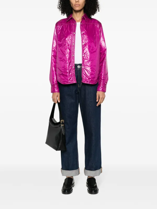 Metallic pink leather on sale jacket