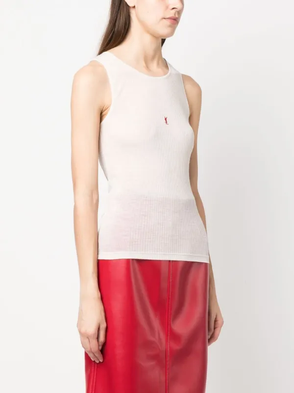 Tシャツ・カットソー SAINT LAURENT CASHMERE WOOL AND SILK TANK TOP SAINT LAURENT Wool, cashmere and silk-blend tank top | NET-A