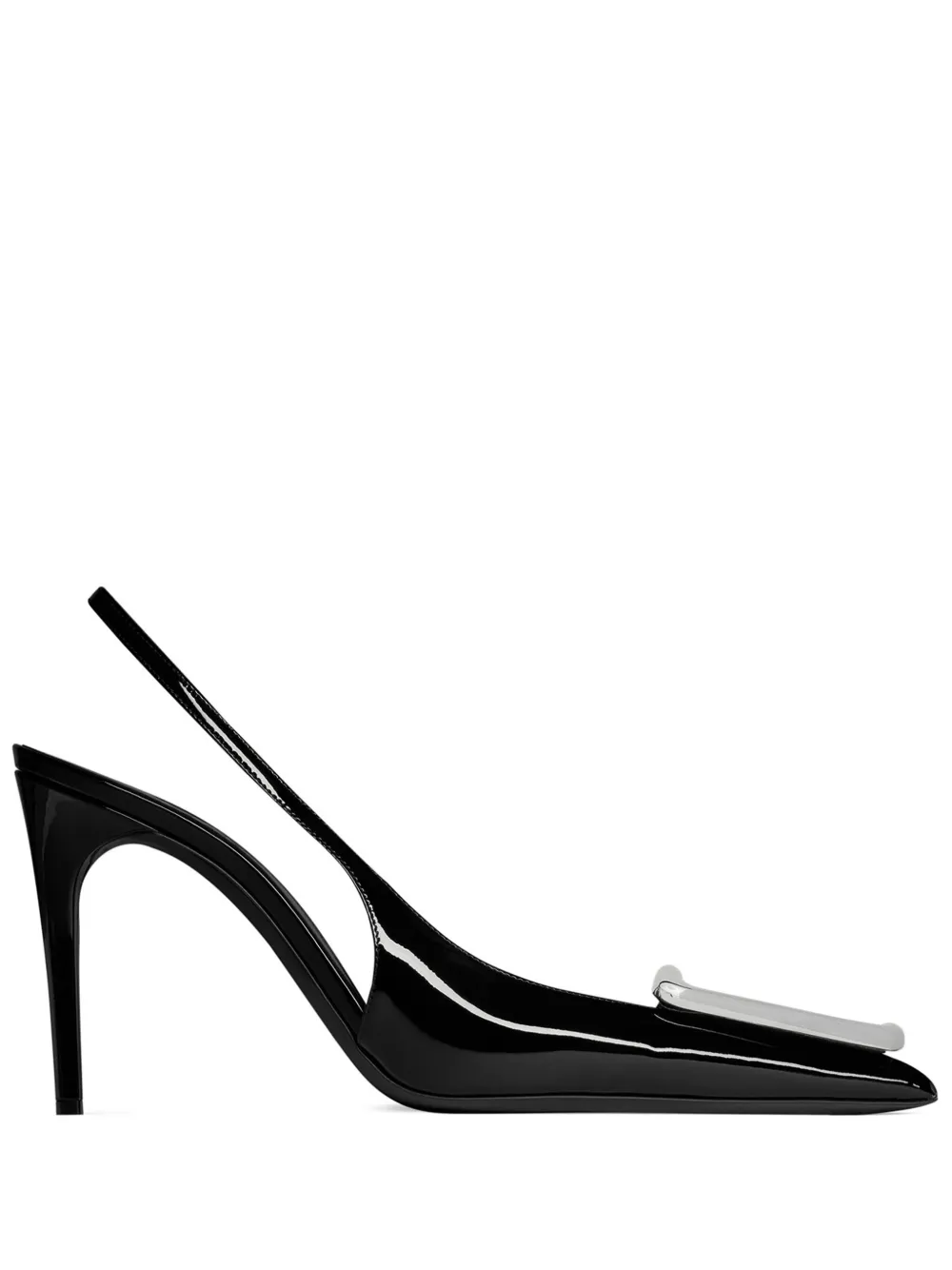 Shop Saint Laurent Avenue 95mm Patent-finish Pumps In Black