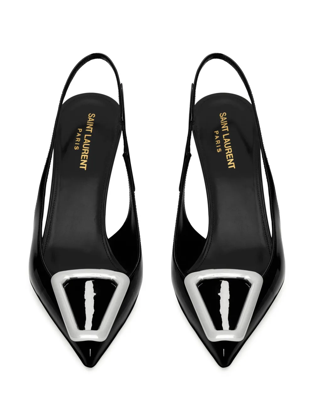 Saint Laurent Avenue Patent Leather Slingback Pumps In Black