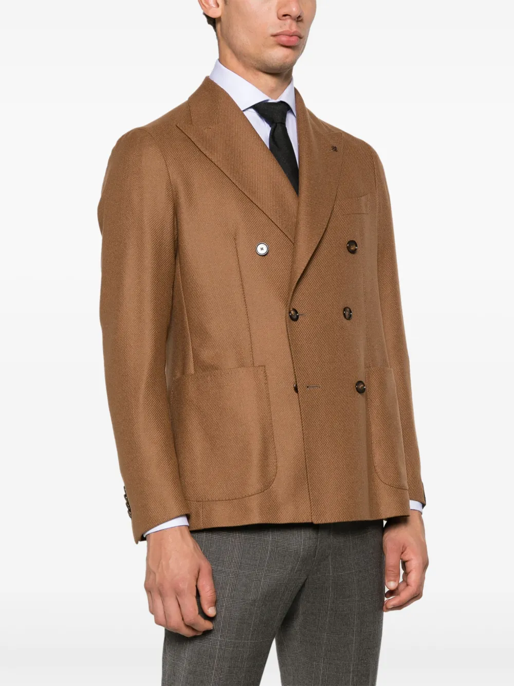 Tagliatore double-breasted wool blend blazer Bruin