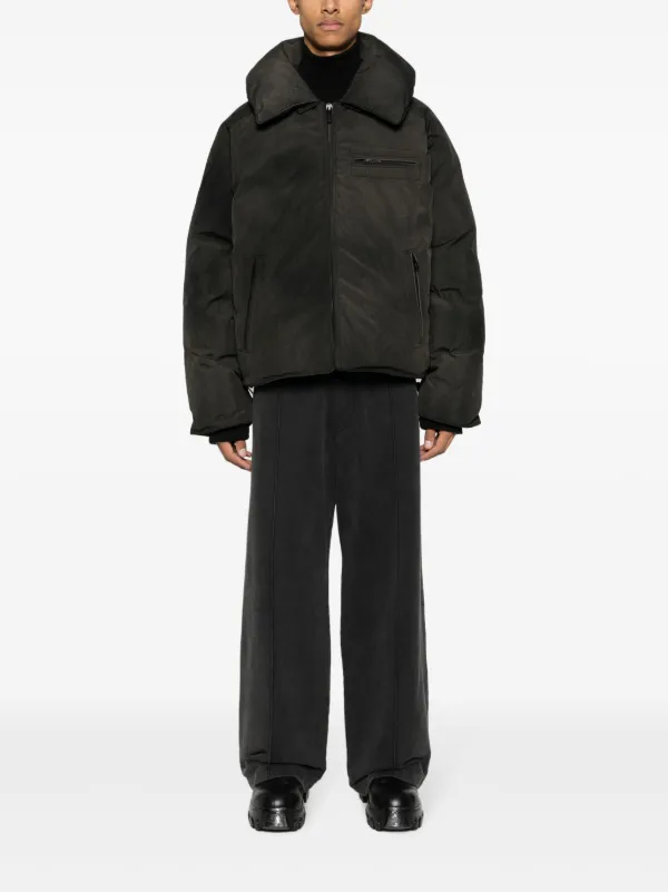 032c logo-patch feather-down Jacket | Brown | FARFETCH ID