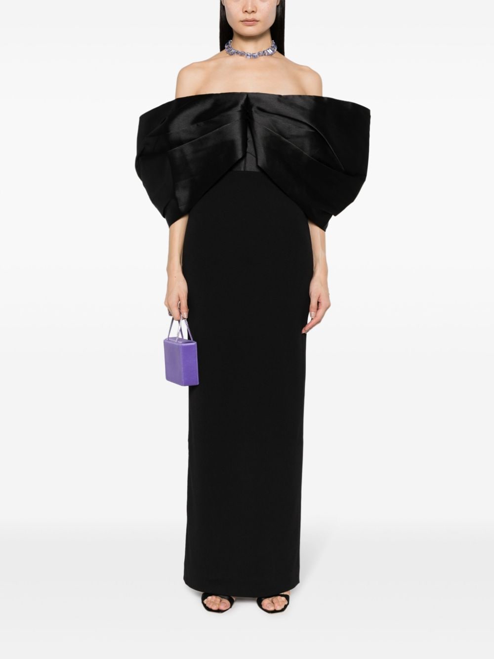 Shop Solace London Filippa Off-shoulder Gown In Black