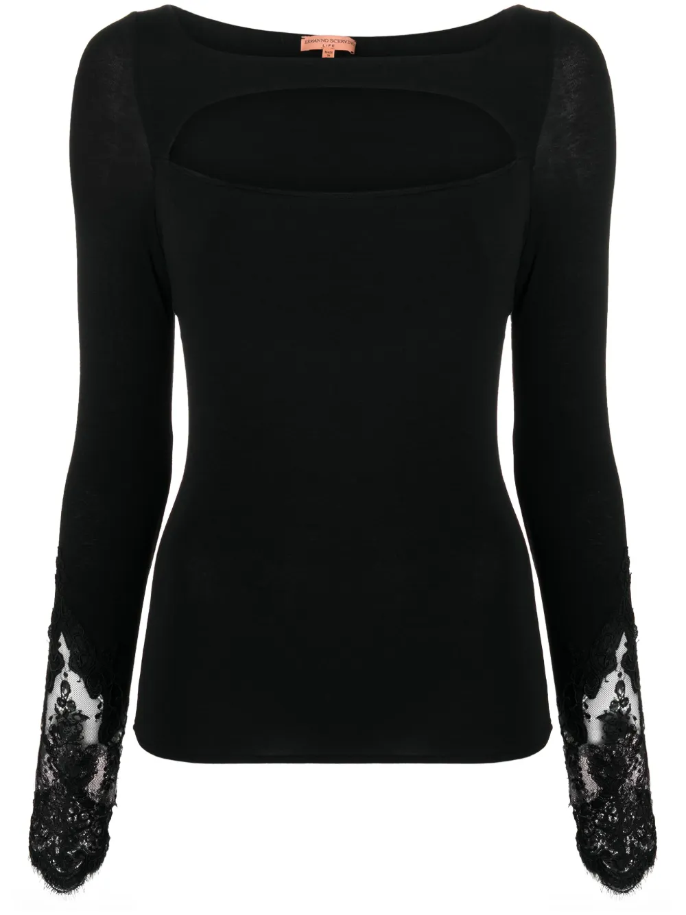 Ermanno Scervino cut-out lace-detail blouse Zwart