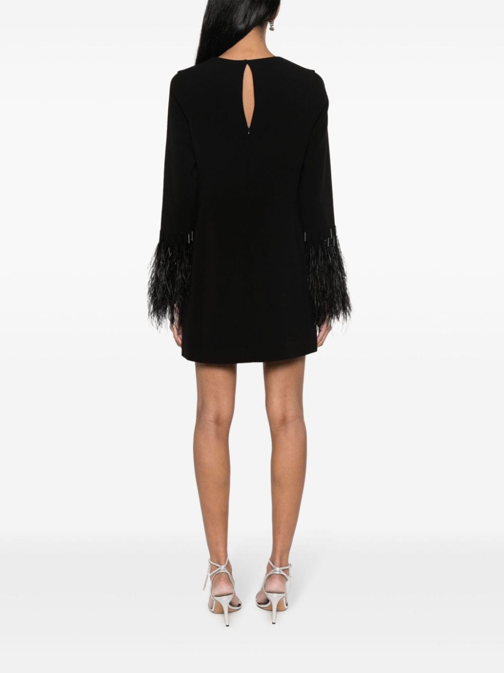 Shop P.a.r.o.s.h Feather-detail Cut-out Minidress In Black