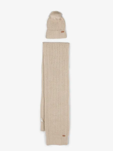 Barbour ribbed-knit scarf & beanie set