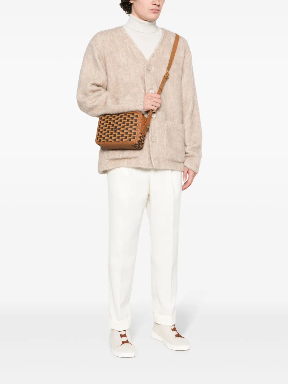 Bally Pennant-print zipped shoulder bag - Bruin