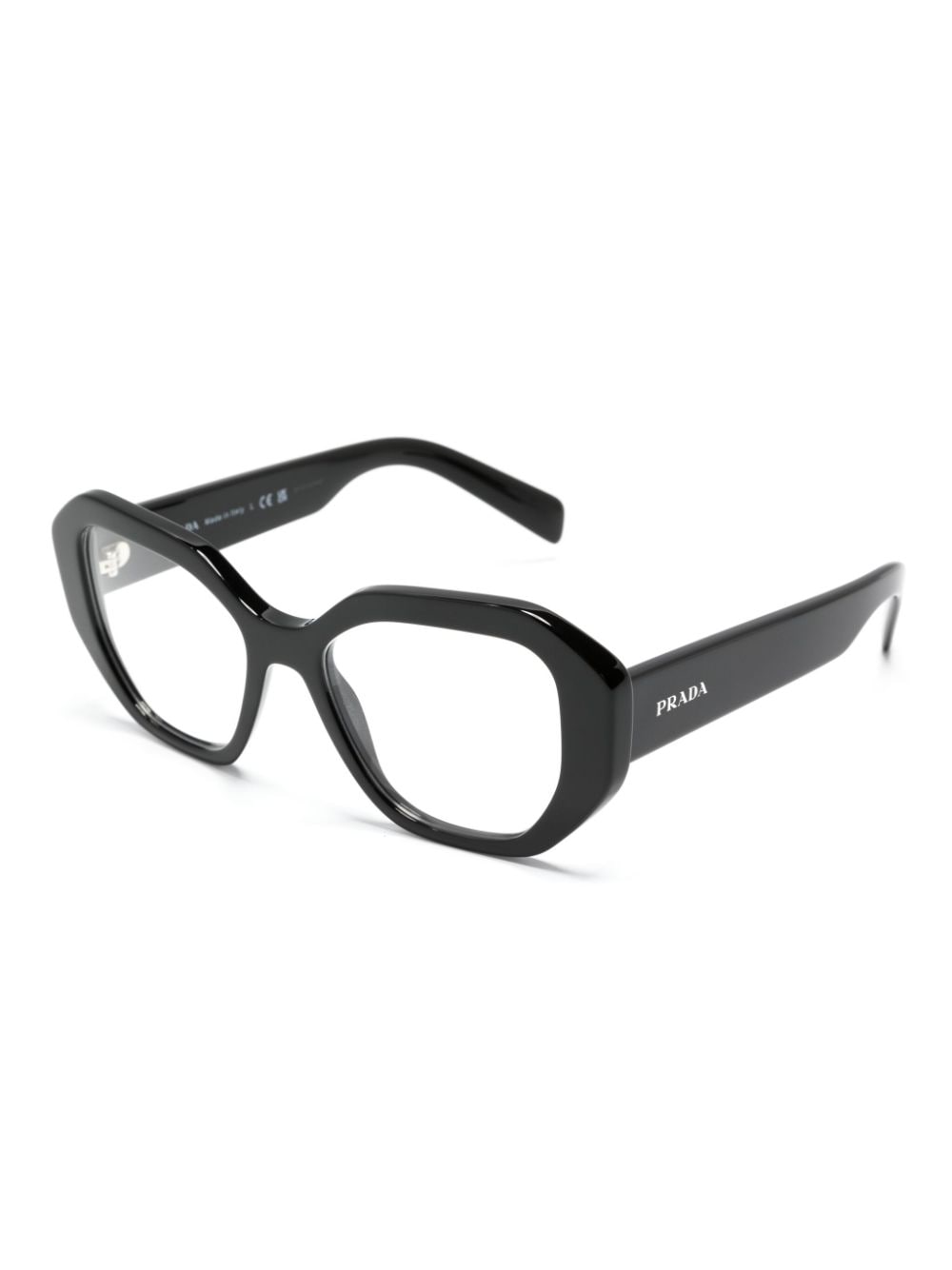 Shop Prada Logo-print Cat-eye Glasses In Black