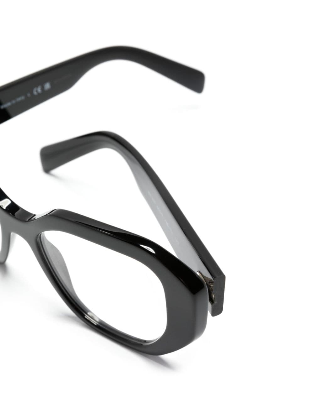 Shop Prada Logo-print Cat-eye Glasses In Black