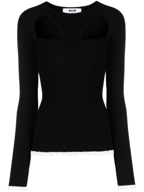 MSGM logo-intarsia cut-out jumper