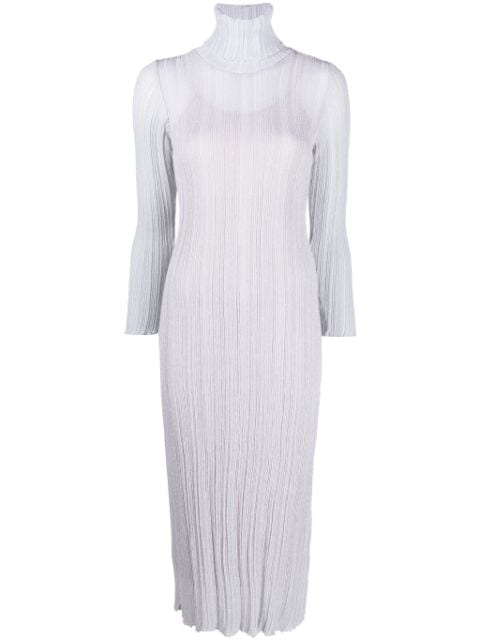 metallic-threading knitted midi dress