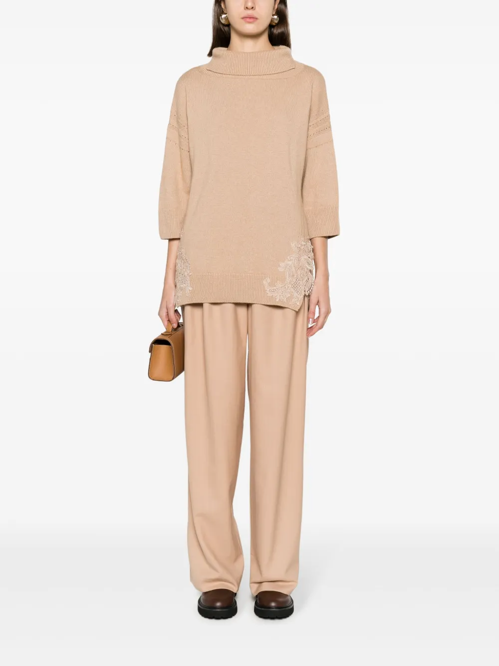 Ermanno Scervino Trui met bloemenprint - Beige