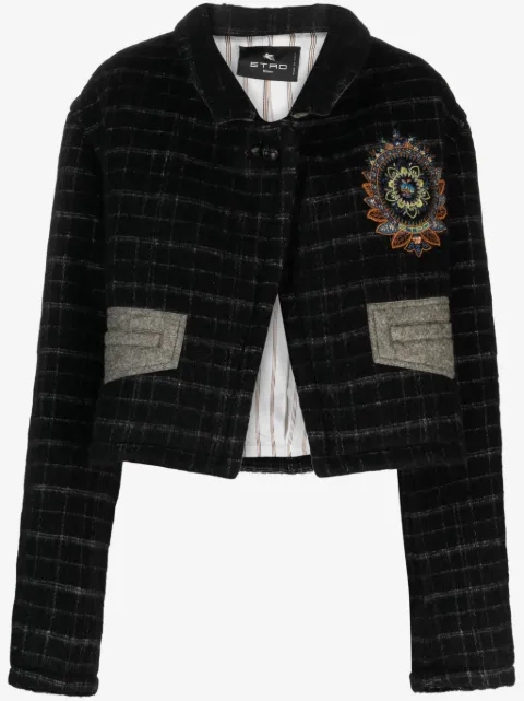 ETRO checked cropped jacket