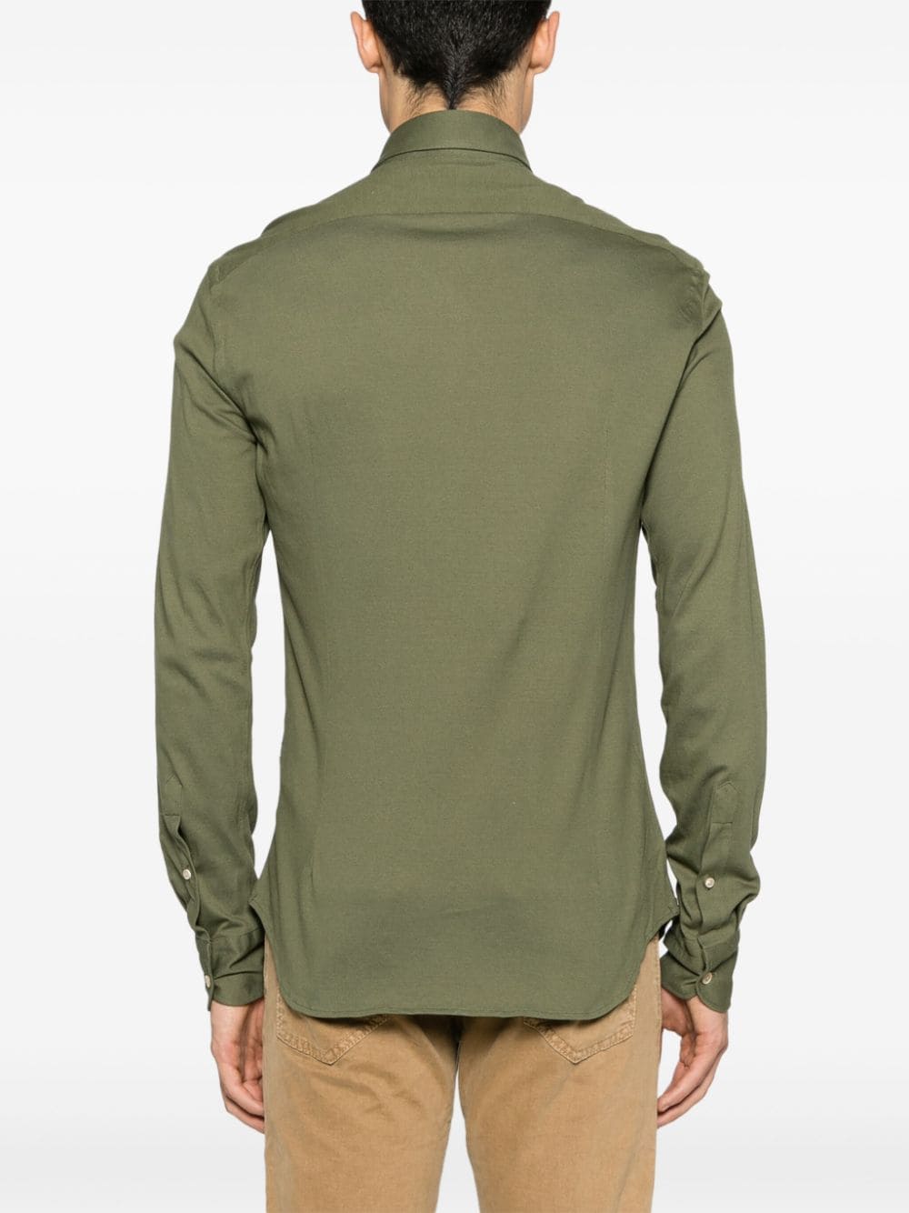 Shop Boglioli Long-sleeve Piqué Cotton Shirt In Green