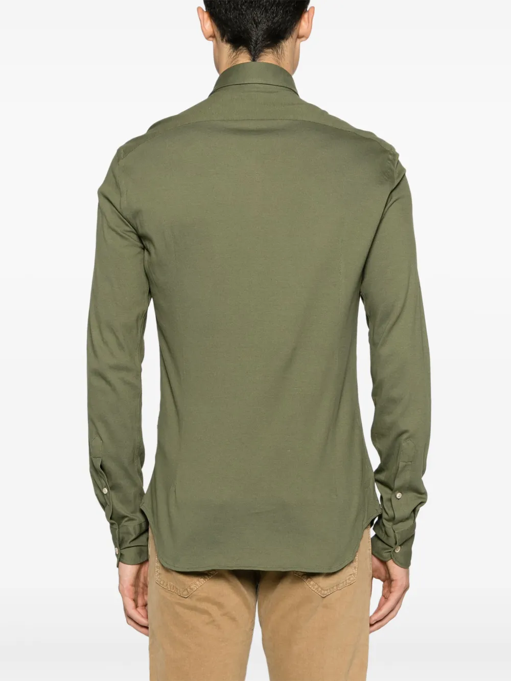 Shop Boglioli Long-sleeve Piqué Cotton Shirt In Green