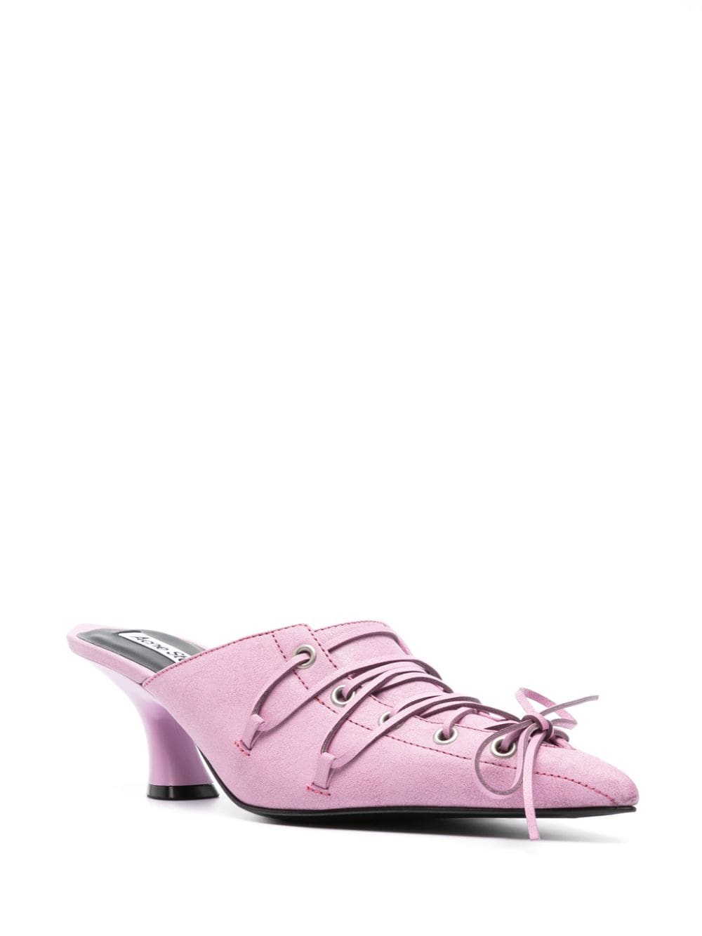 Shop Acne Studios 60mm Lace-up Leather Mules In Rosa